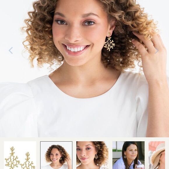 Susan Shaw Gold Coral Branch Earrings - Picture 2 of 3